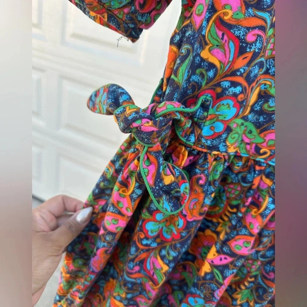 Vintage floral colorful girls dress size 10 - Picture 2 of 6